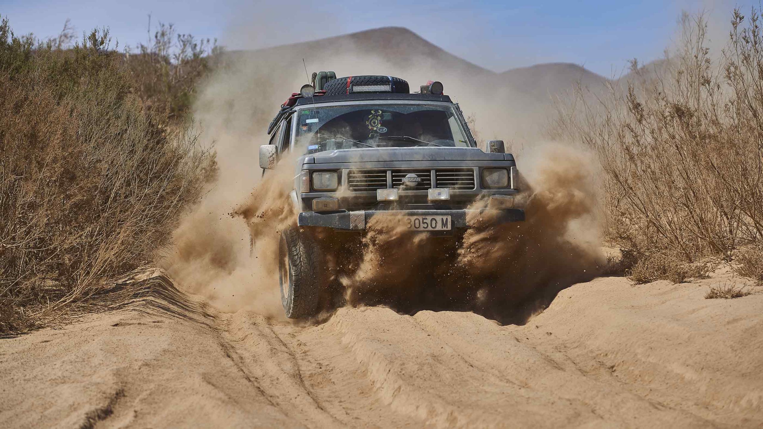 A Subaru XV in a sandy pass in Morocco